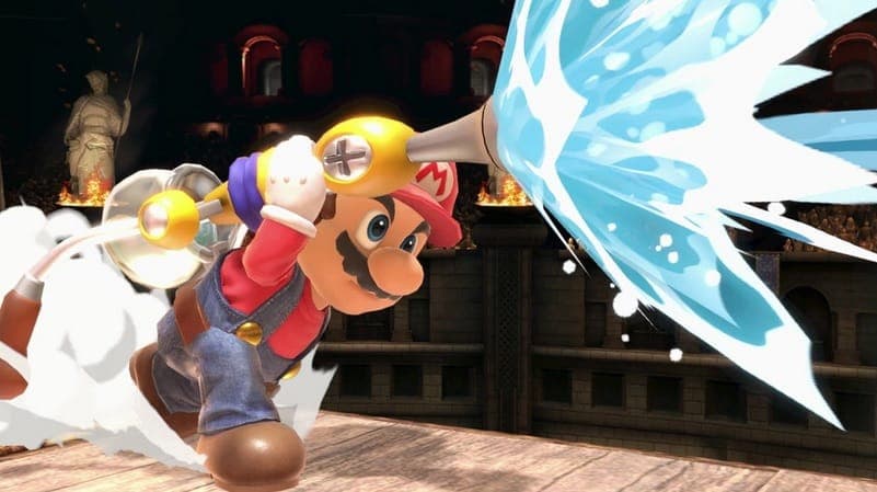 Mario uses FLUDD in Smash Bros