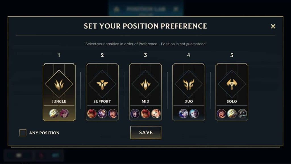 Position Preference in Wild Rift ranked