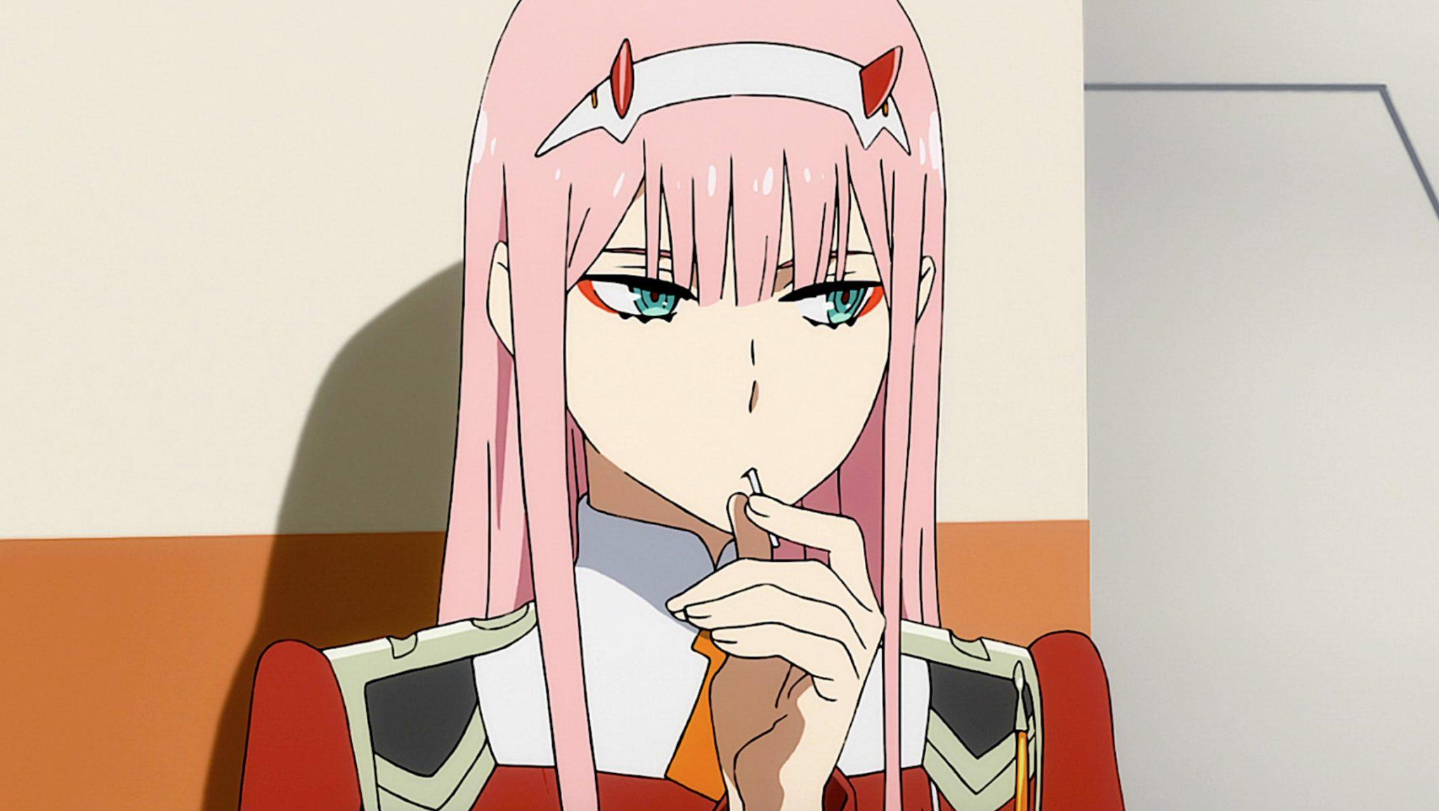 Screenshot of Zero Two from Darling in the Franxx anime