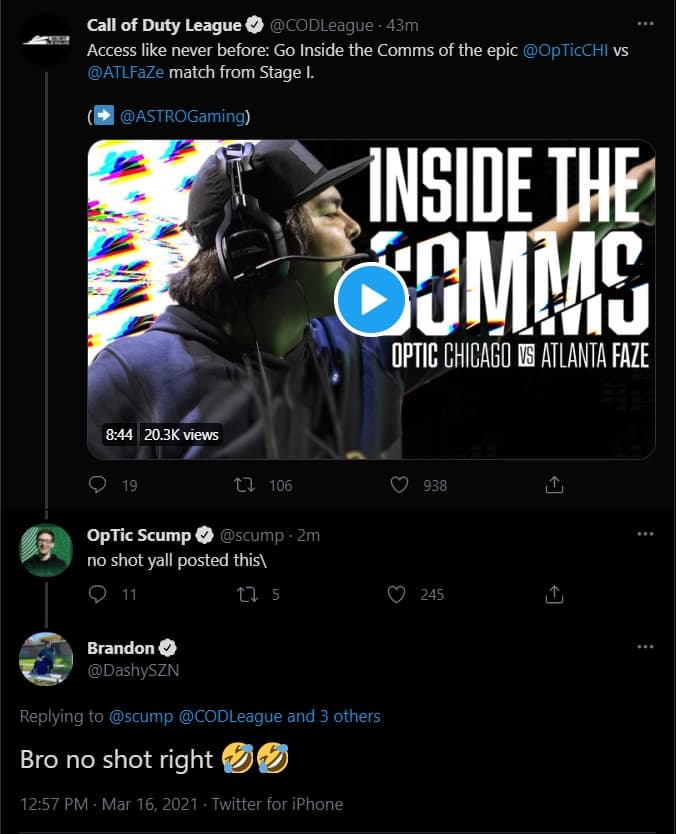 OpTic Scump and Dashy call out CDL for Inside the Comms video