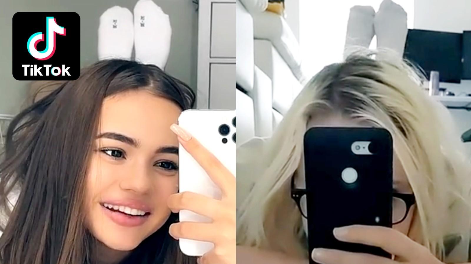 Two girls participate in the Bugs Bunny TikTok trend