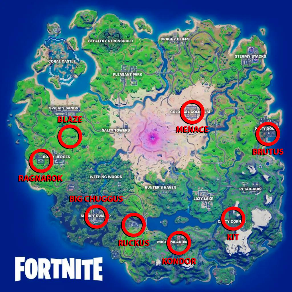 Fortnite Duel locations