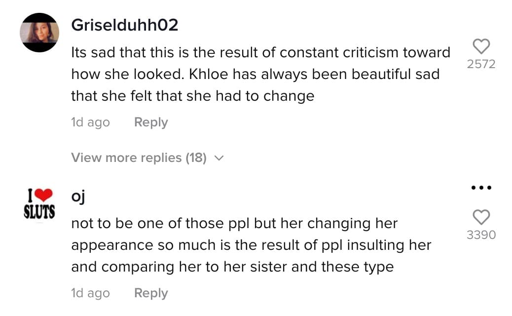 People comment on a viral TikTok about Khloe Kardashian