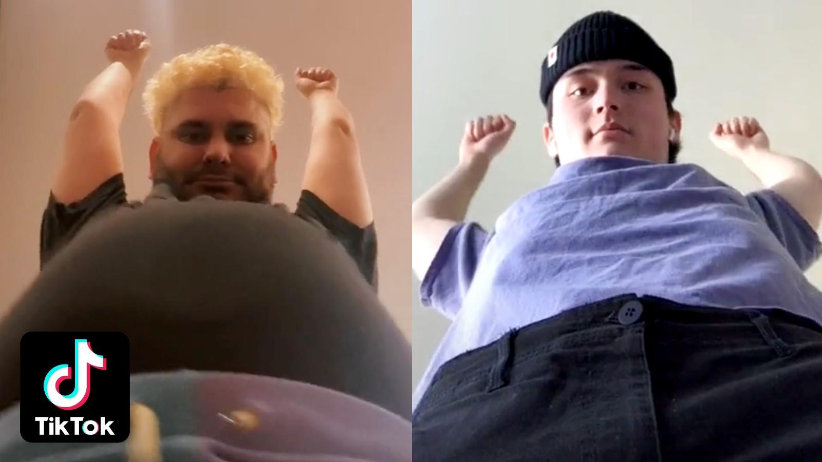 Ethan Klein and celtmeister participate in the TikTok Tiny Arms Challenge