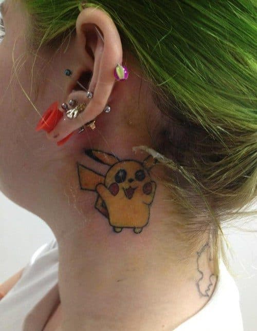 pikachu behind ear tattoo pokemon