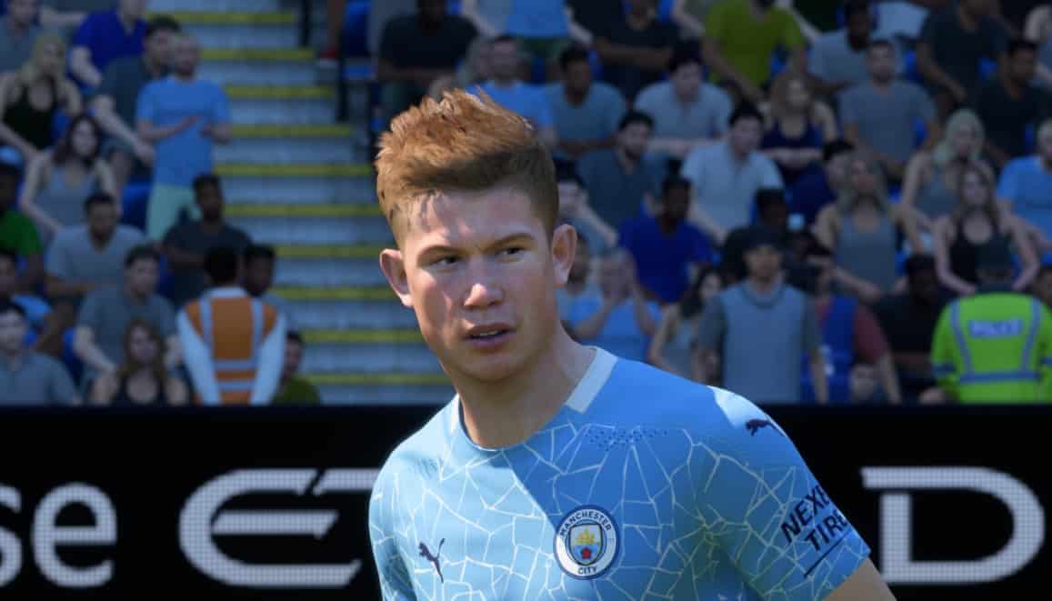 Kevin De Bruyne in action in FIFA 21