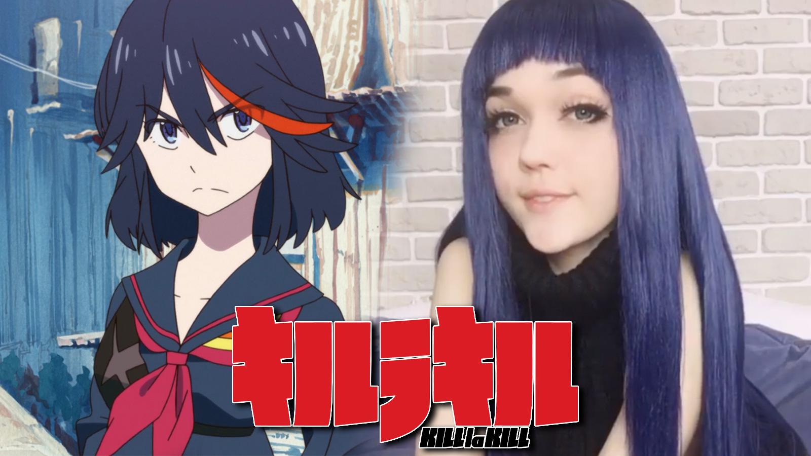 Screenshot of Ryuko Matoi from Kill La Kill anime next to cosplayer.