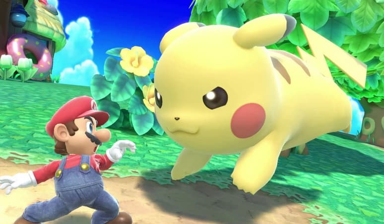 Mario and giant pikachu fight