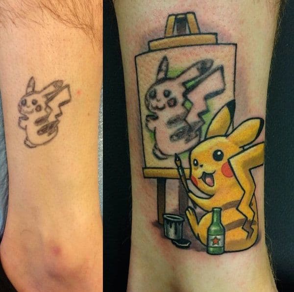 pikachu tattoo coverup