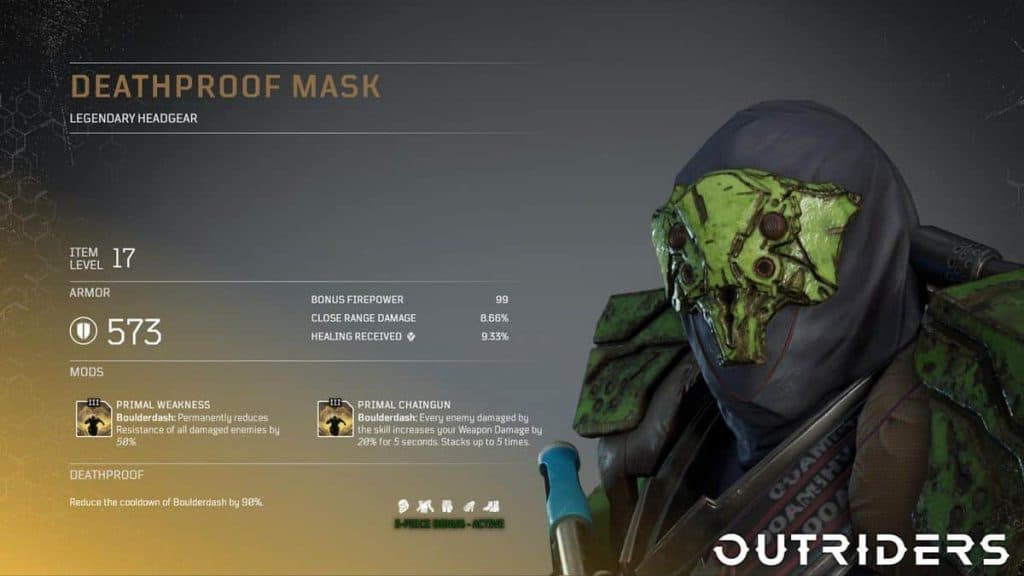 Outriders Deathproof Mask Legendary Armor