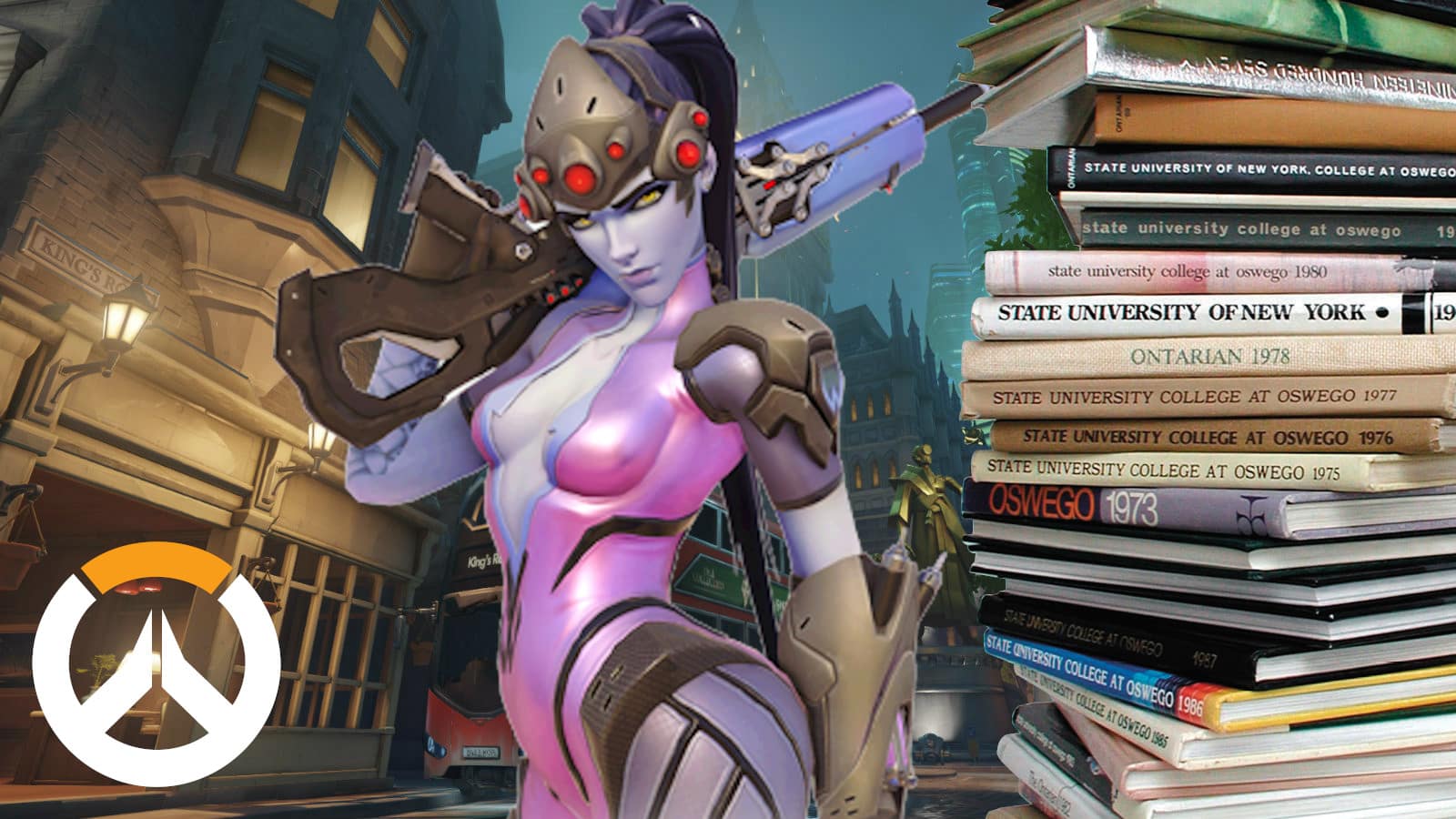 Widowmaker with a bunch of text books
