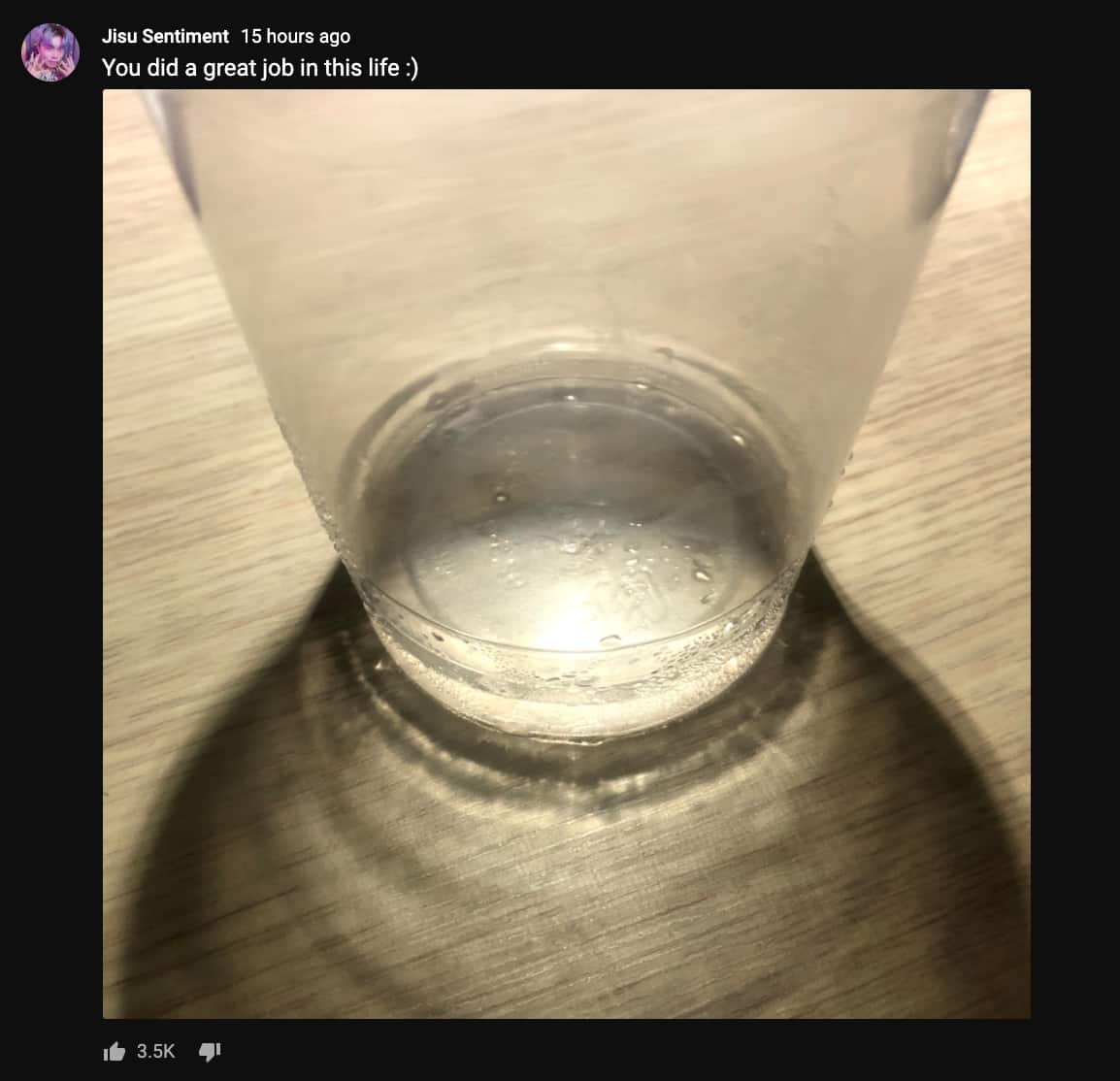 Jisu Sentiment empty glass Community YouTube post