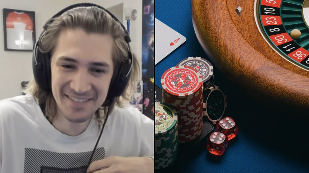 xQc on stream with casino chips