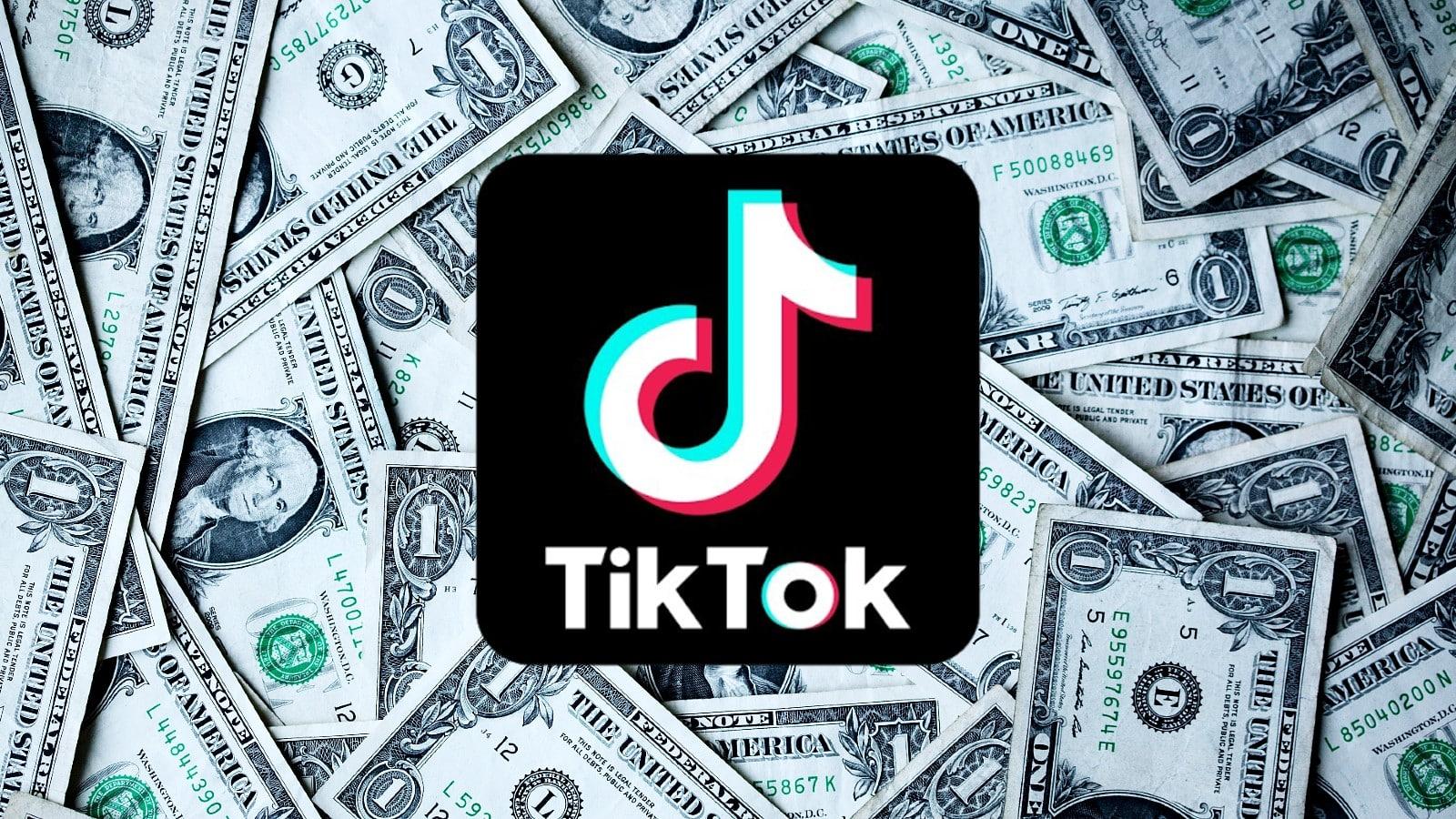TikTok logo on a background of money