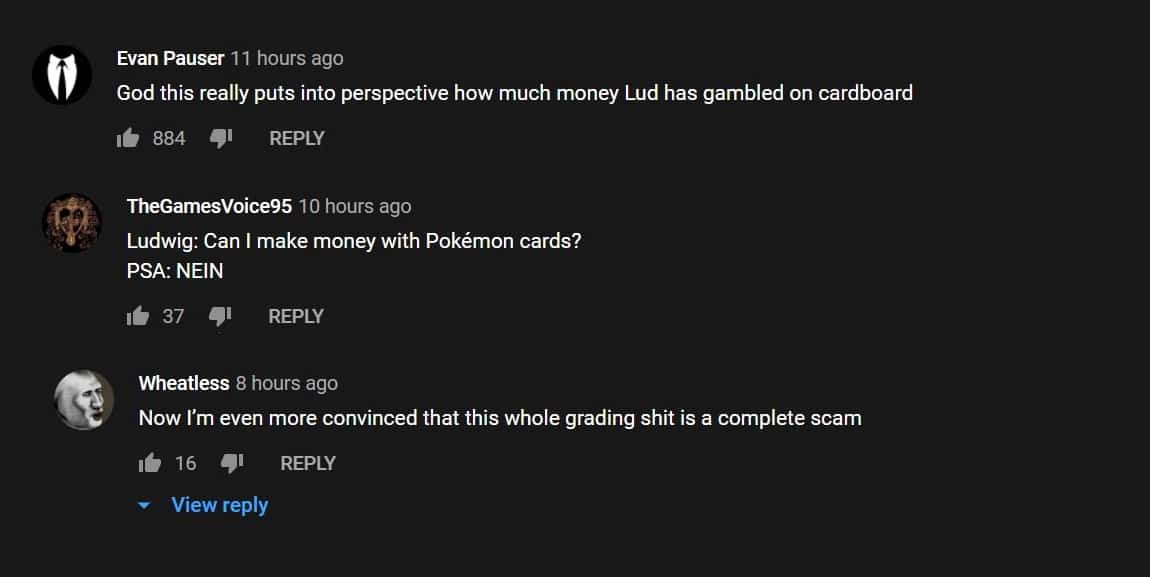 Pokemon fans and Ludwig viewers react to Pokemon card grading