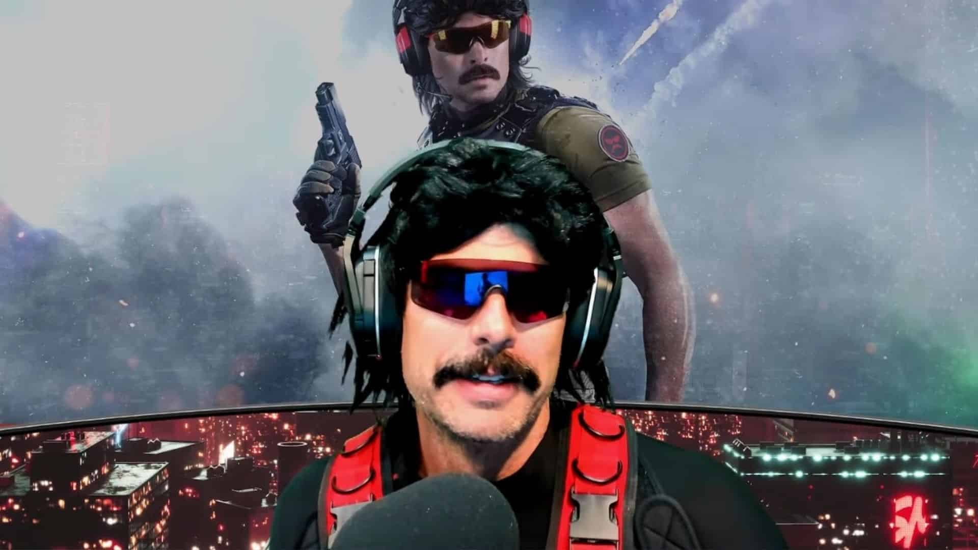 Dr Disrespect with a background photo of Dr Disrespect on YouTube