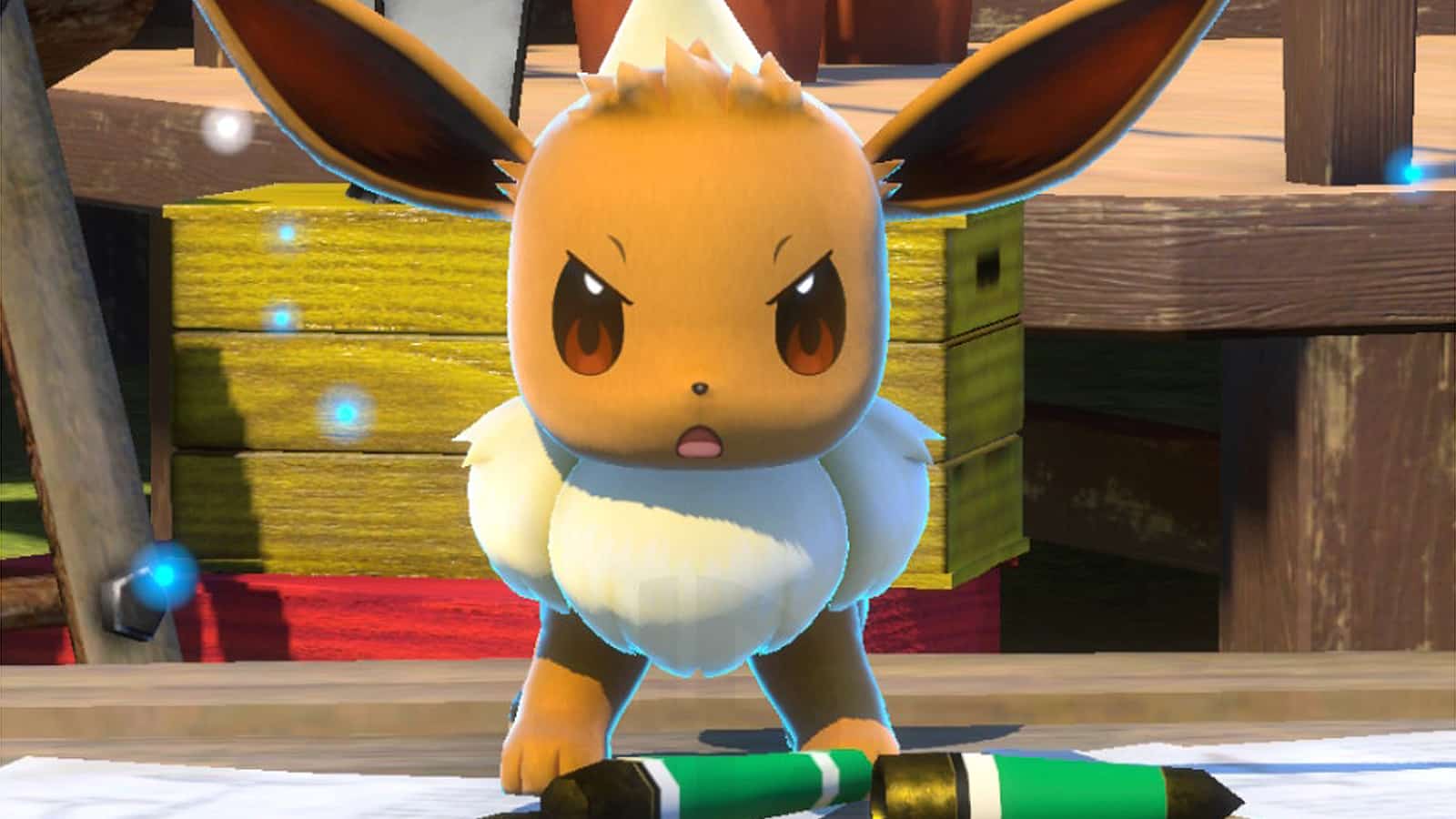Frowning Eevee in New Pokemon Snap