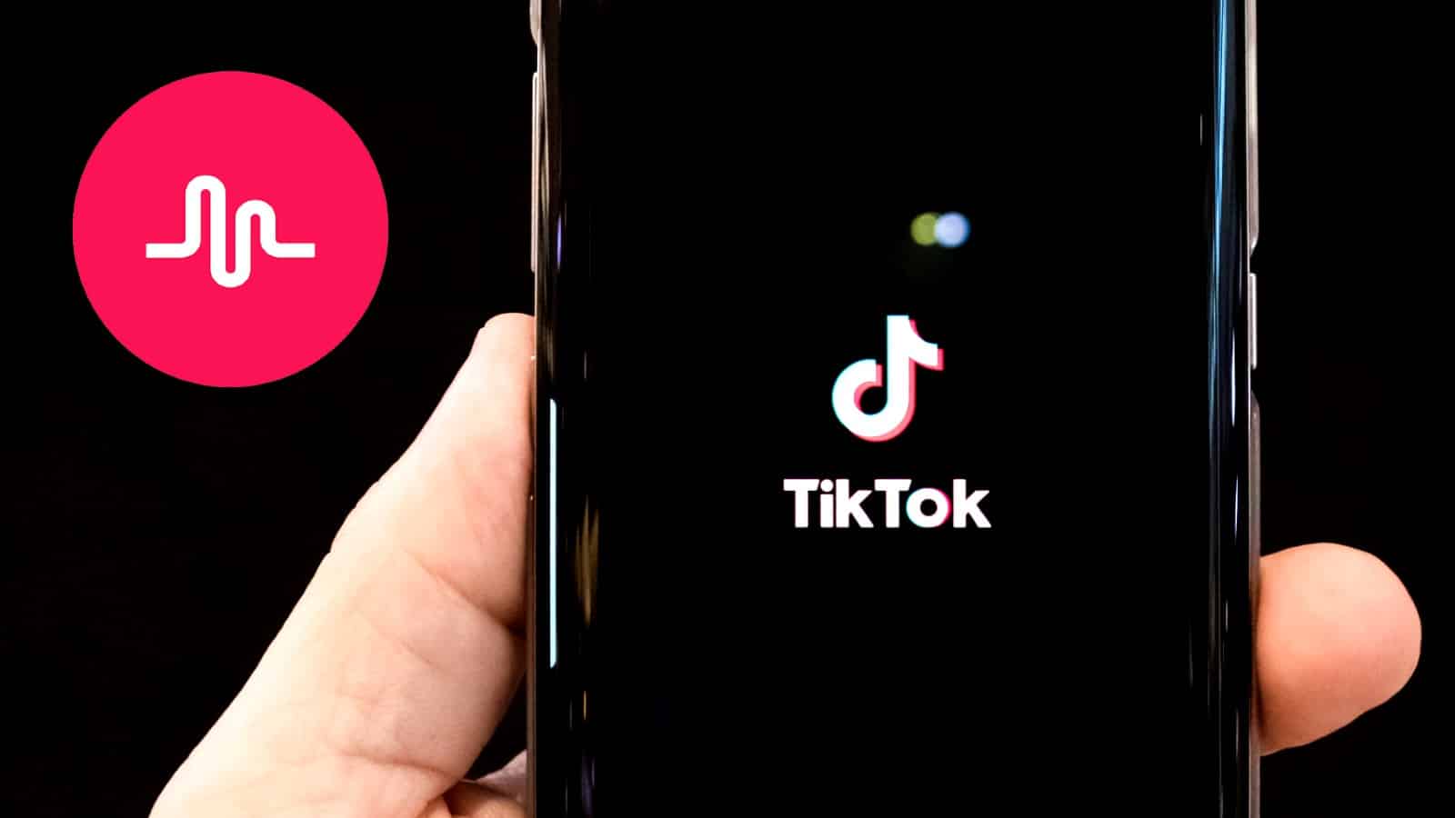 TikTok logo on a phone next to the Musical.ly logo