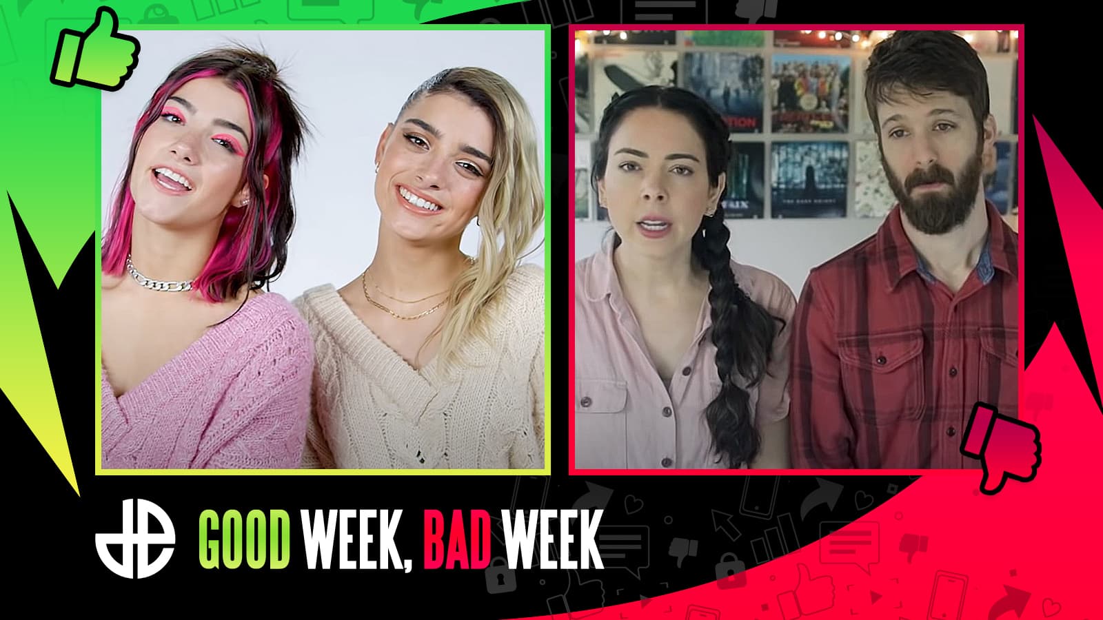 Charli & Dixie D'Amelio and Dan & Nikki Phillippi in Good Week Bad Week template