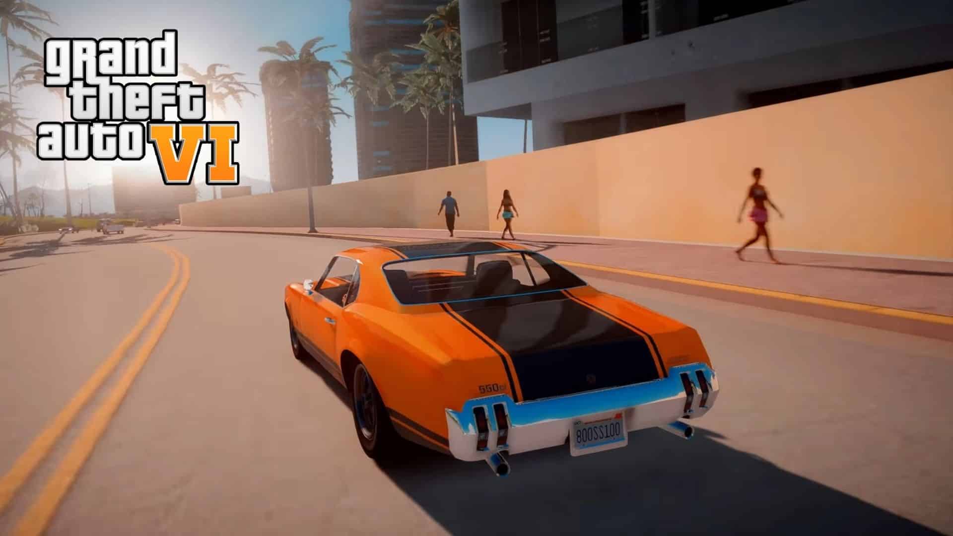 Muscle Car driving through GTA Vice City