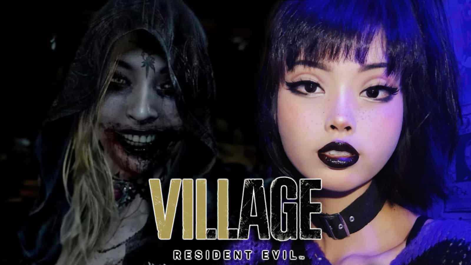 Resident Evil Village's Bela Dimitrescu next to cosplayer