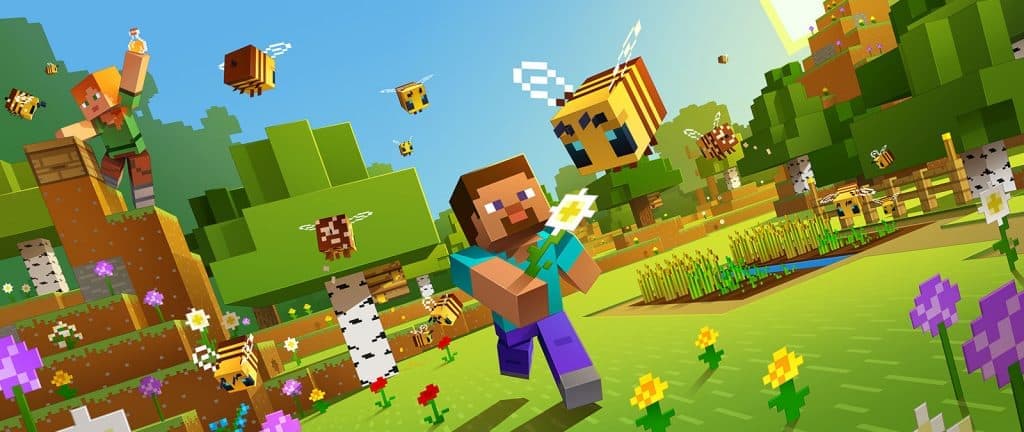 Artwork from Minecraft featuring a character with a bee