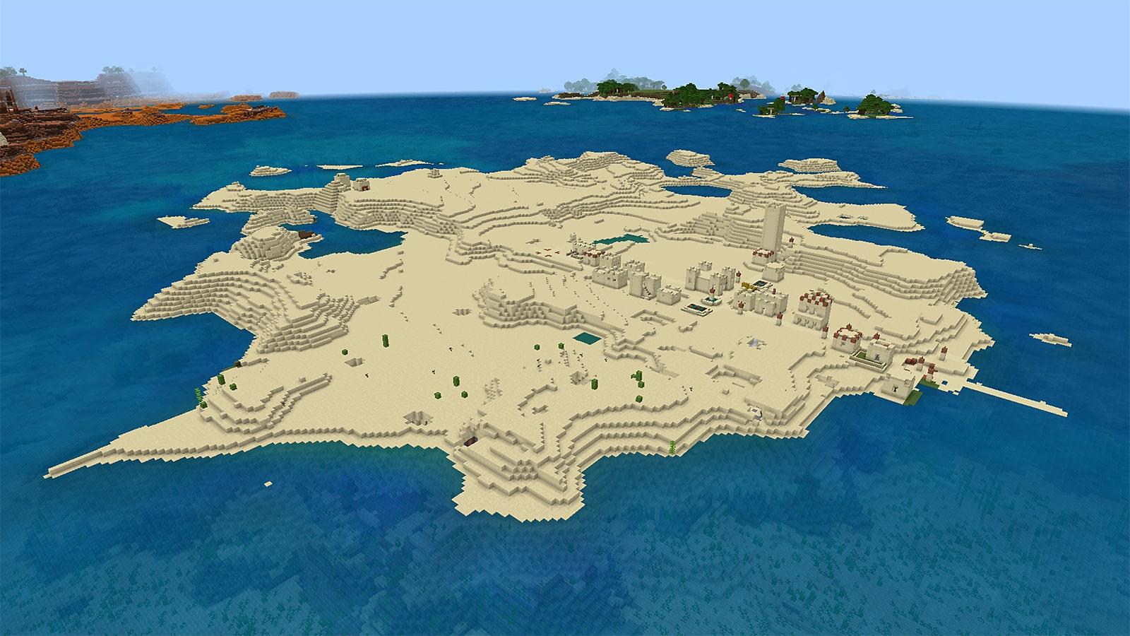 A Desert Island map created using a seed in Minecraft