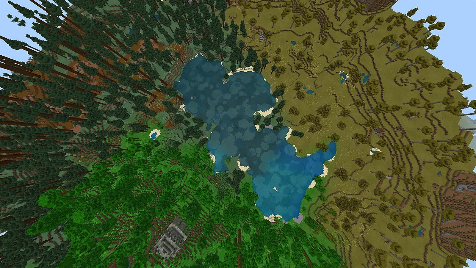 An image of the Savanna, Taiga, Jungle biomes in Minecraft