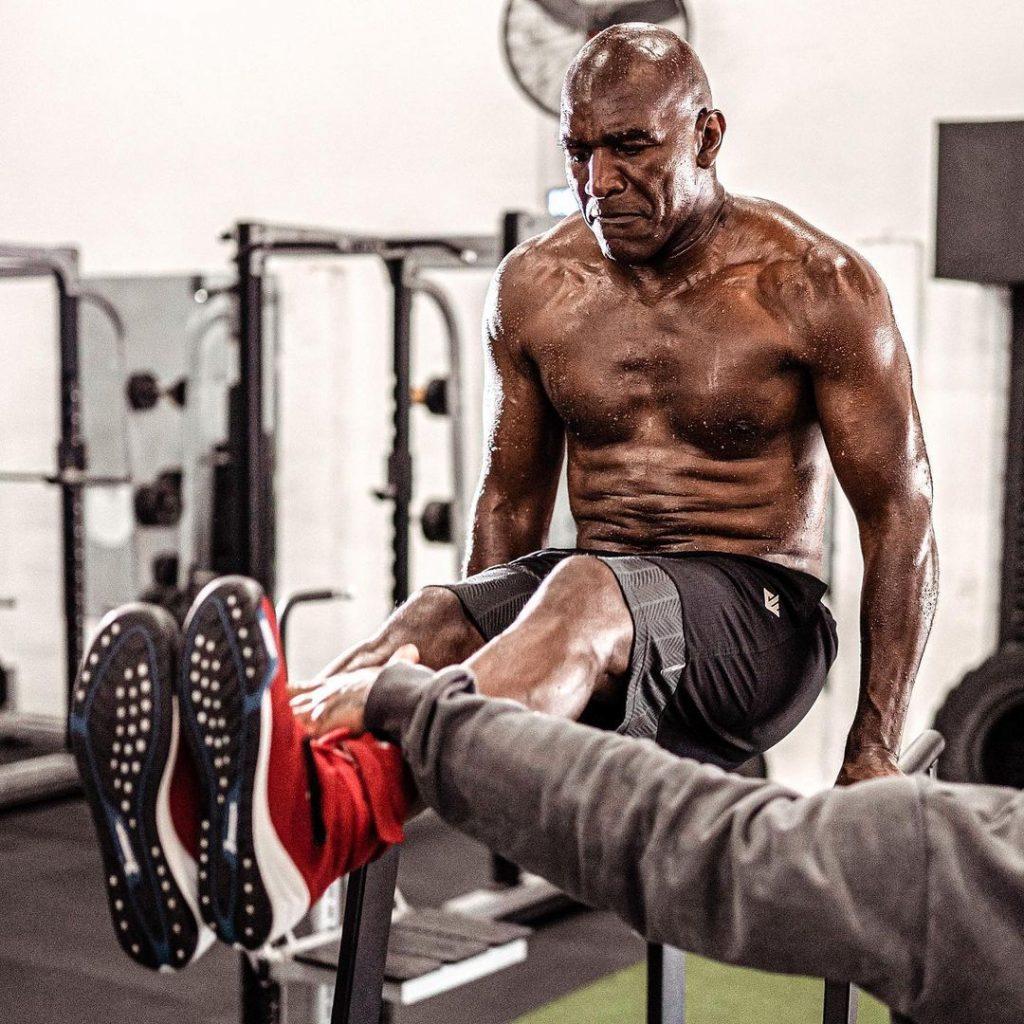 Holyfield works out