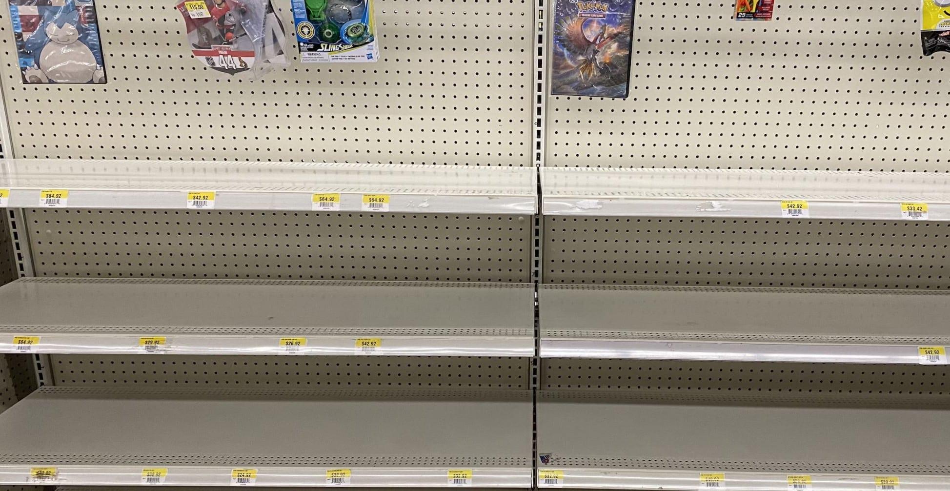 Empty store shelves Pokemon TCG