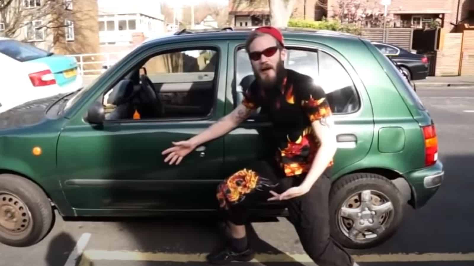 PewDiePie poses with his Nissan in My New Car video YouTube