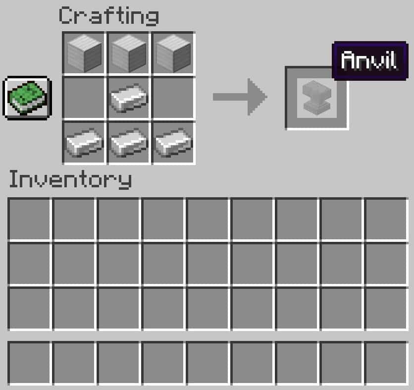 Minecraft Anvil recipe