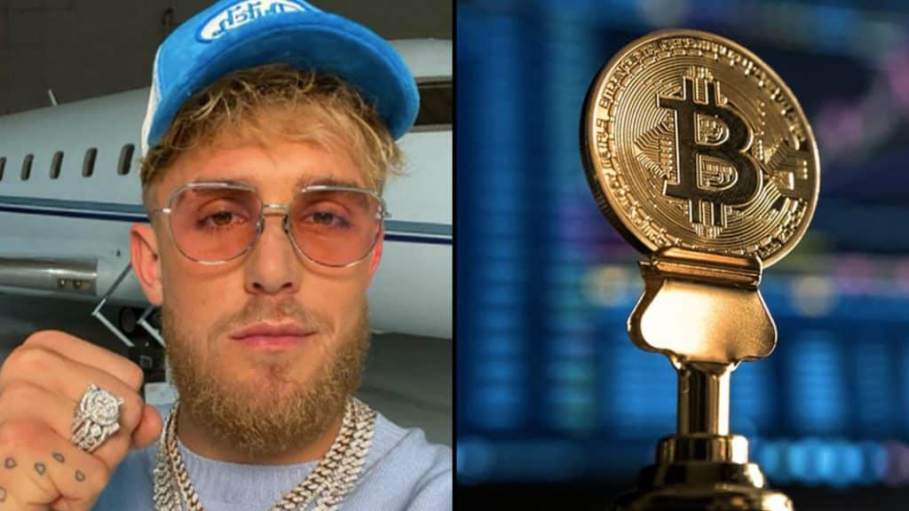 Jake Paul making a fist with bitcoin