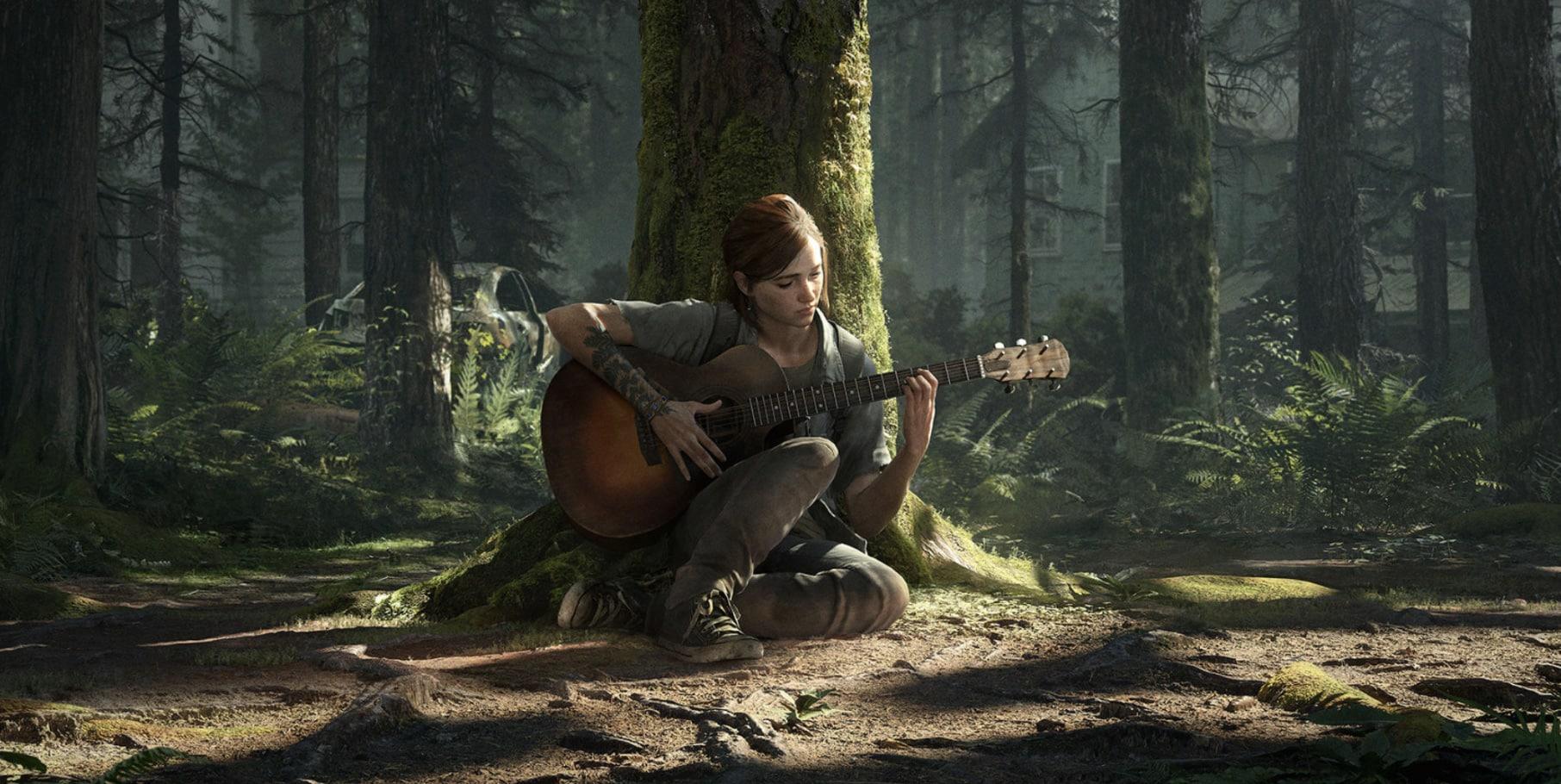 Ellie in the last of us part II playing guitar