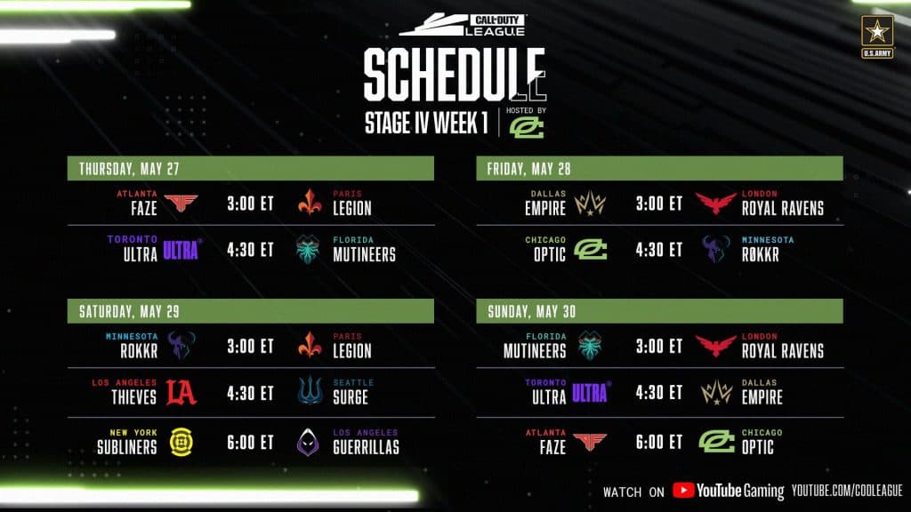 OpTic Chicago Home Series schedule
