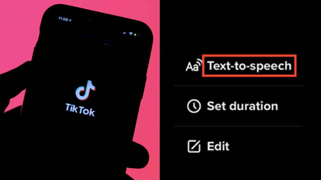 TikTok logo and text-to-speech setting