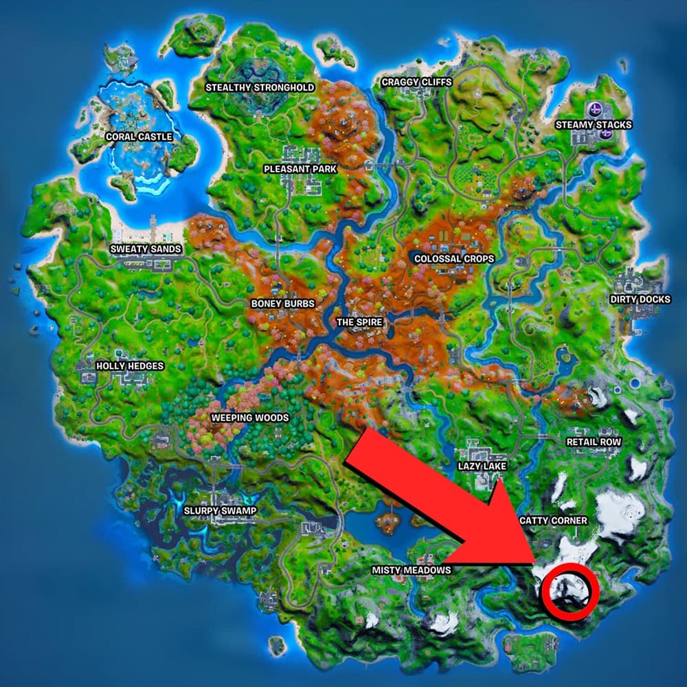 Fortnite tallest mountain location map