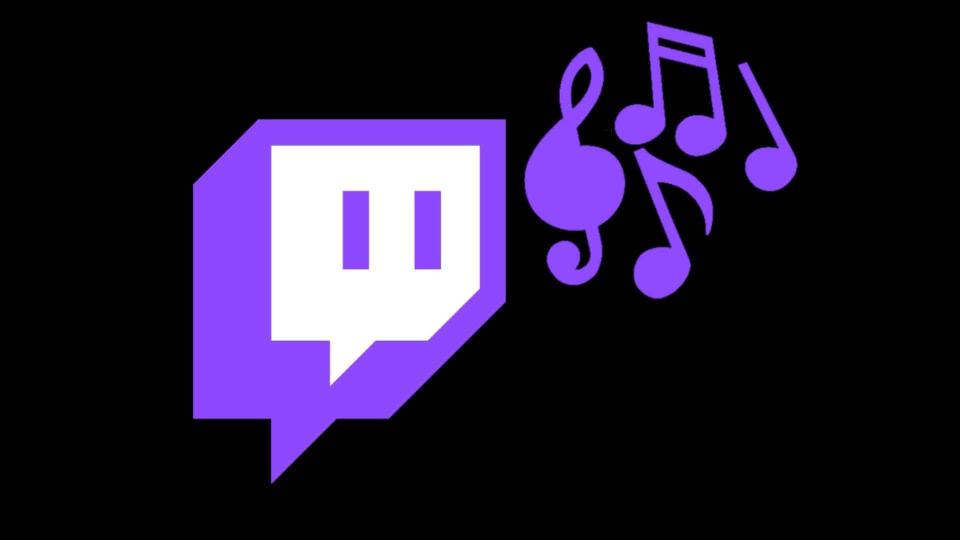 Twitch logo and music notes