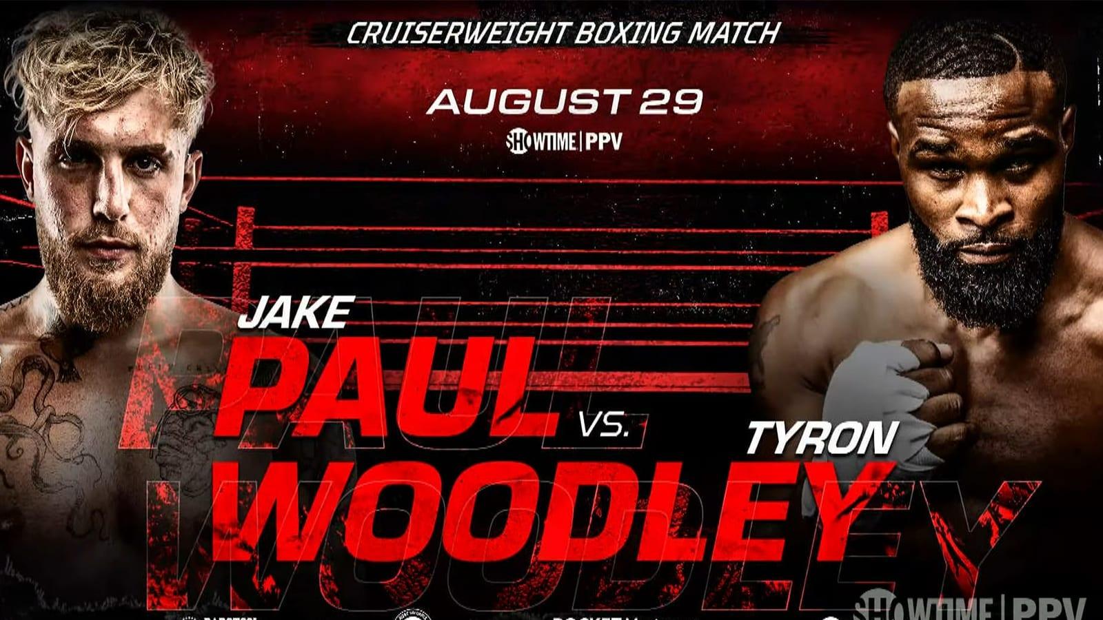 Promotional image for Paul vs Woodley fight