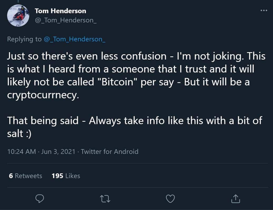 Leaker Tom Henderson tweets about GTA 6 Bitcoin