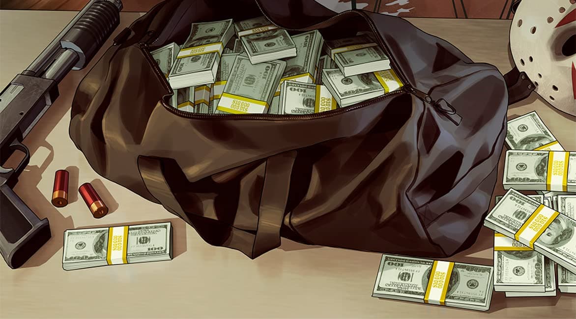 Artwork of a bag of money in GTA