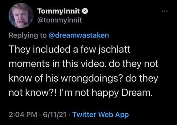 Tommyinnit tweet dream jschlatt