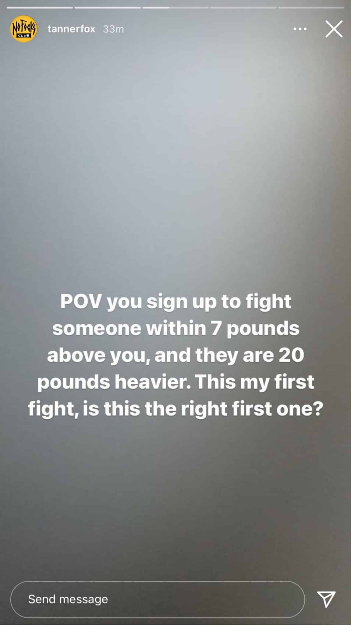 Tanner Fox discusses fight on his Instagram story