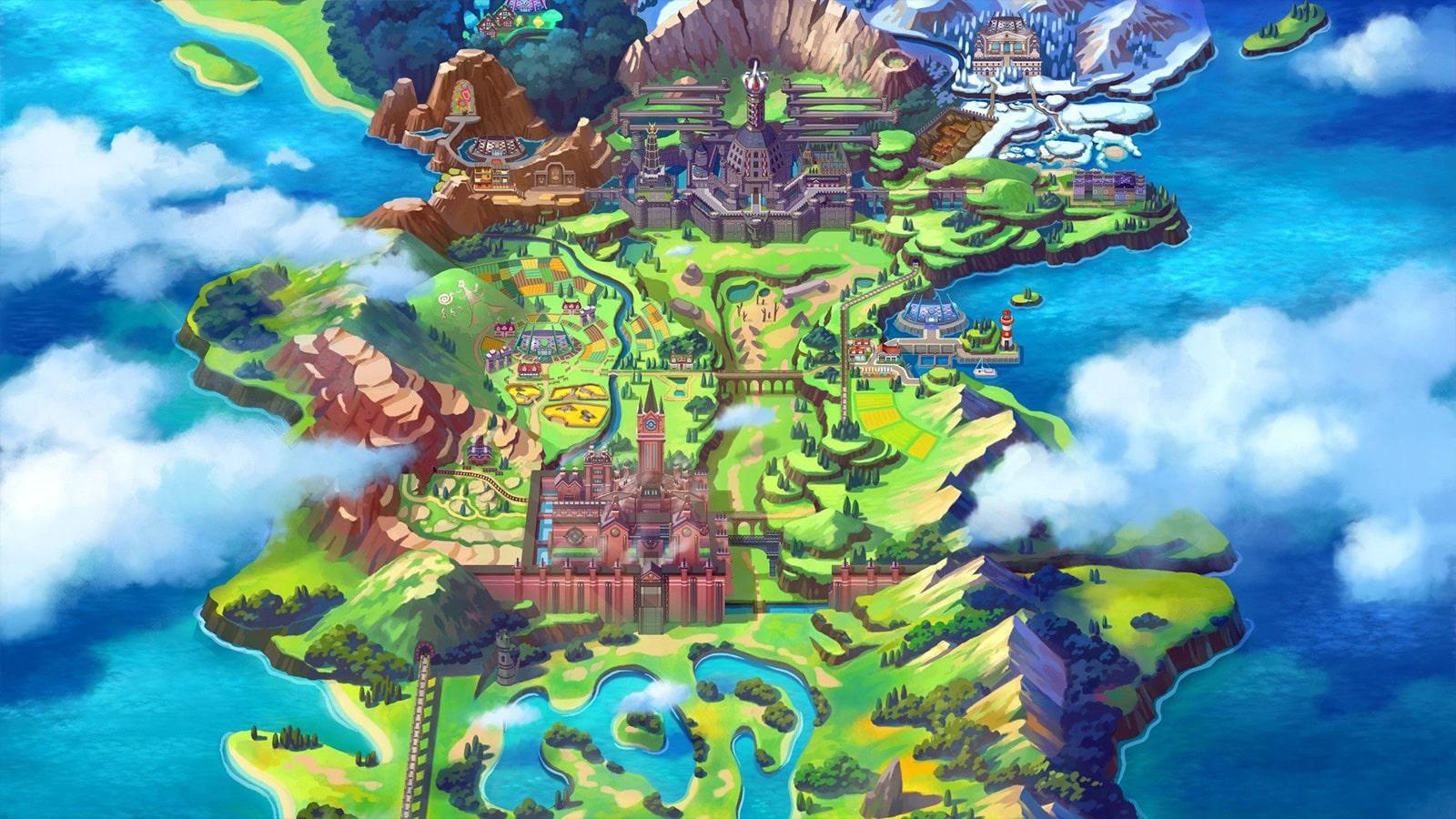 Pokemon Sword & Shield Galar region map