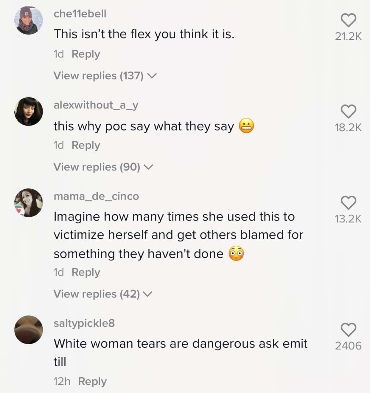 Comments under Hannah Stocking's fake crying TikTok