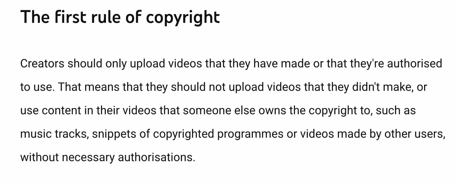 YouTube's 'first rule of copyright'