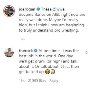 Joe Rogan WWE Instagram Post The Rock Response 2