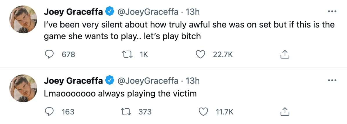 Joey Graceffa tweets about Gabbie Hanna