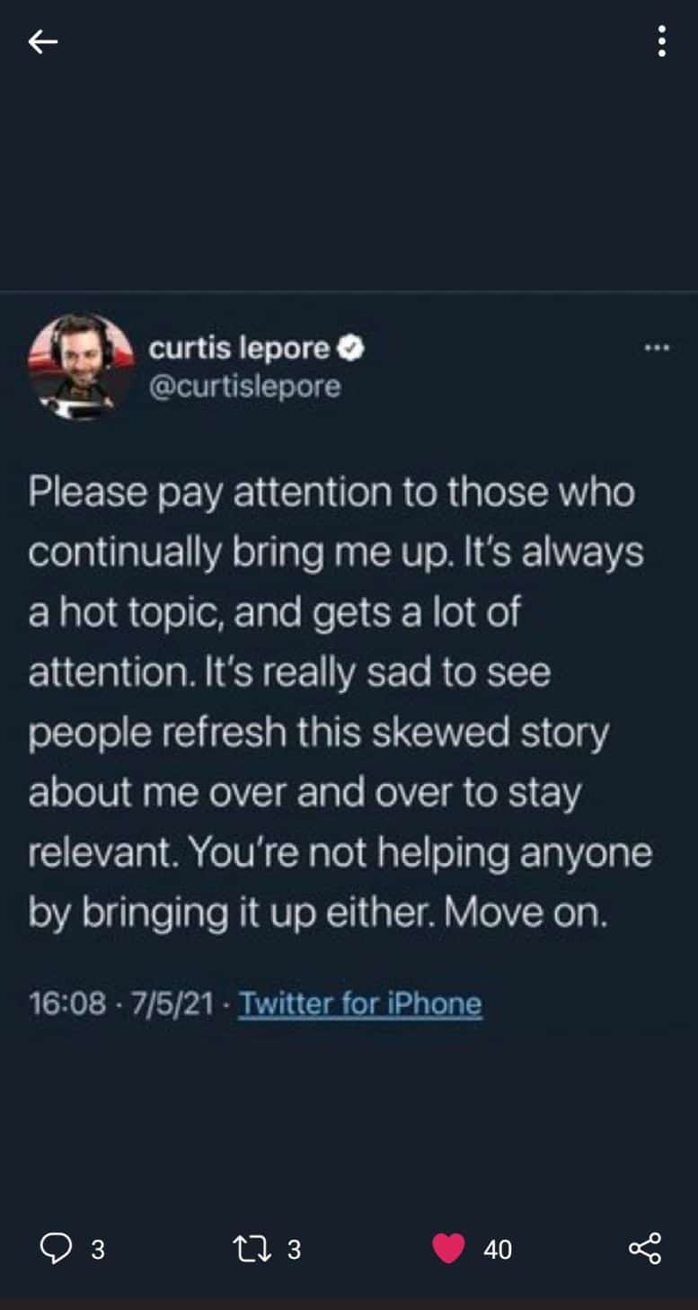 Curtis Lepore deleted tweet