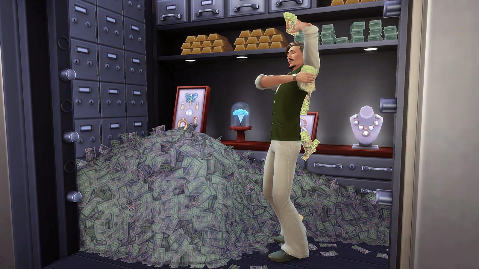 A money vault with a Sim